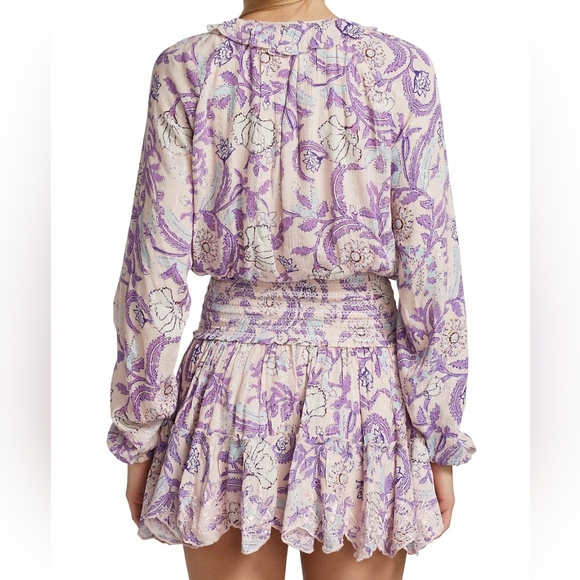 Hemant & Nandita Asia long sleeve mini dress pink lilac extra small XS - Picture 2 of 16